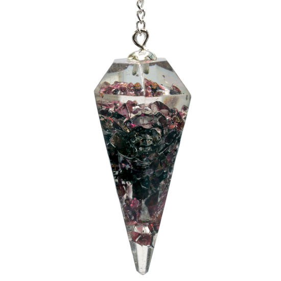 Οργονίτες -Εκκρεμές (Pendulum) Orgone με Γρανάτη (Garnet)- αιχμηρή άκρη.Βάρος:11 g.Διαστάσεις:4 εκ - mykarma.gr