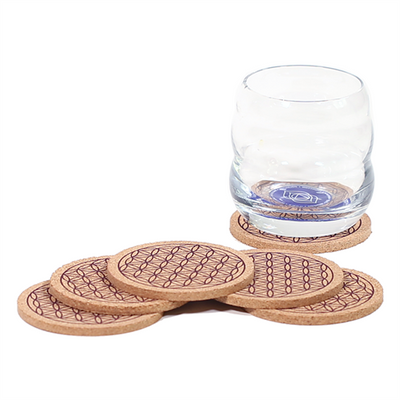 Σετ απο 6 σουβέρ απο Φελλό με το σύμβολο Flower of Life .Μέγεθος 8 εκ. - mykarma.gr