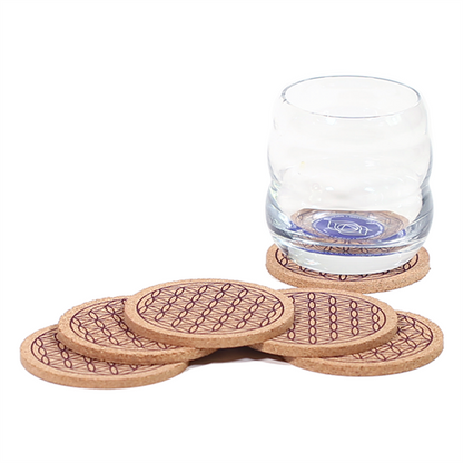 Σετ απο 6 σουβέρ απο Φελλό με το σύμβολο Flower of Life .Μέγεθος 8 εκ. - mykarma.gr