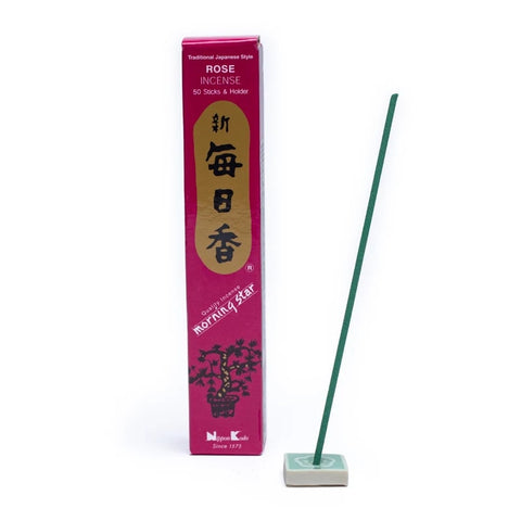 Ιαπωνικό Στικ  - Morning Star -Rose-Τριαντάφυλλο - 50 Στικ + Βάση.Βάρος: 20 g. Χρόνος καύσης για κάθε Στικ 25 λεπτά. - mykarma.gr