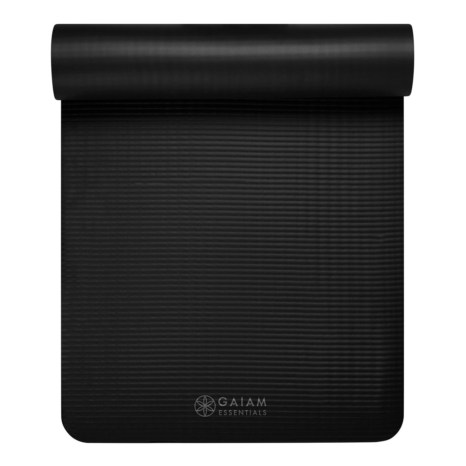 Gaiam Fitness mat- Στρώμα για Aerobic & Pilates + ιμάντας μεταφοράς δώρο - μαύρο  10 mm  172 cm x 61 cm. - mykarma.gr