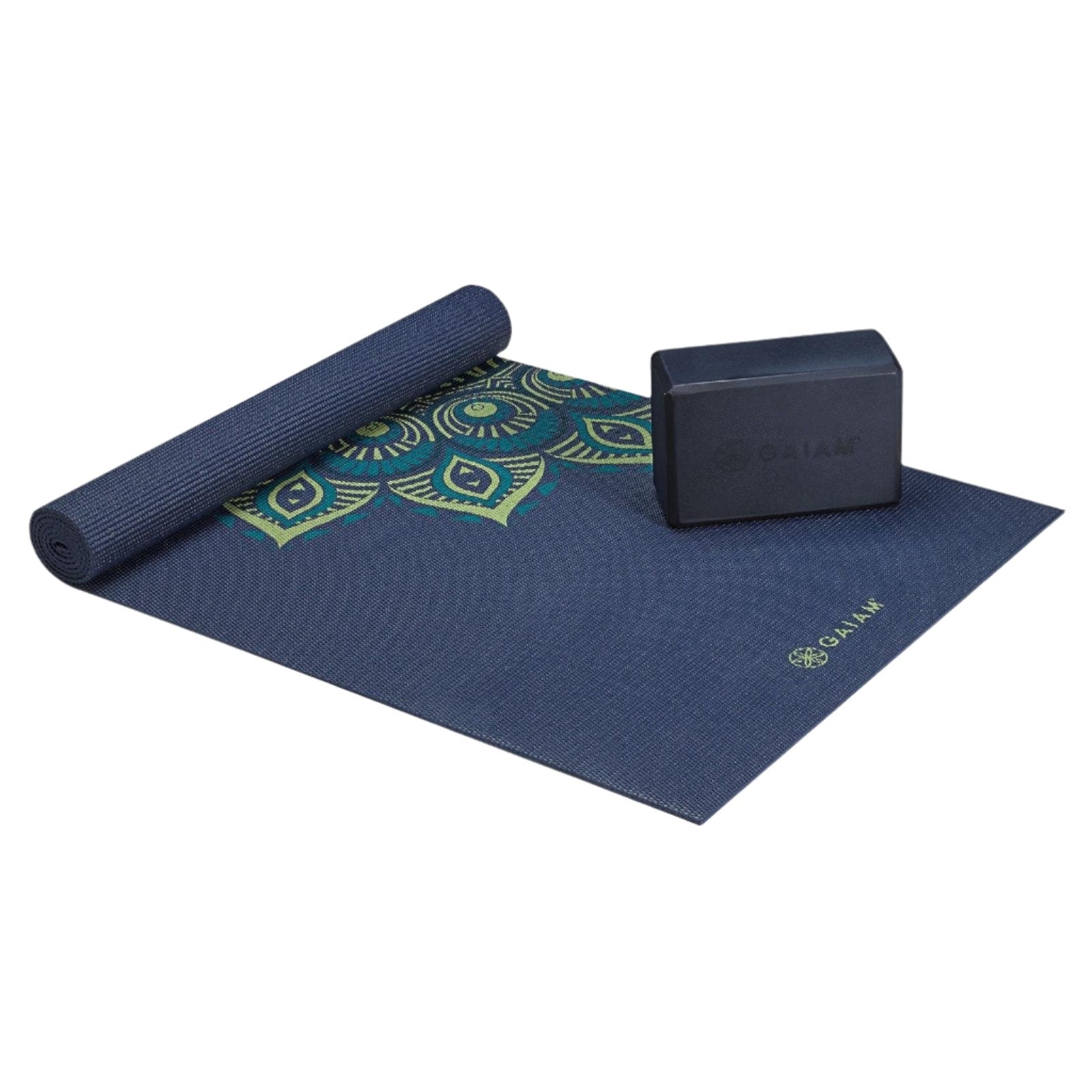 Gaiam Yoga Sets - Cushion Support Kit Midnight Capri - Στρώμα 173 x 61 cm 4 mm & Block 7,6 x 15  x 23 cm - mykarma.gr