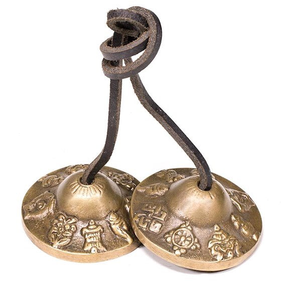 Cymbals-Κύμβαλα- με 8 ευνοϊκά τυχερά Σύμβολα. Διαστάσεις 6,5 cm Βάρος 240 g - mykarma.gr
