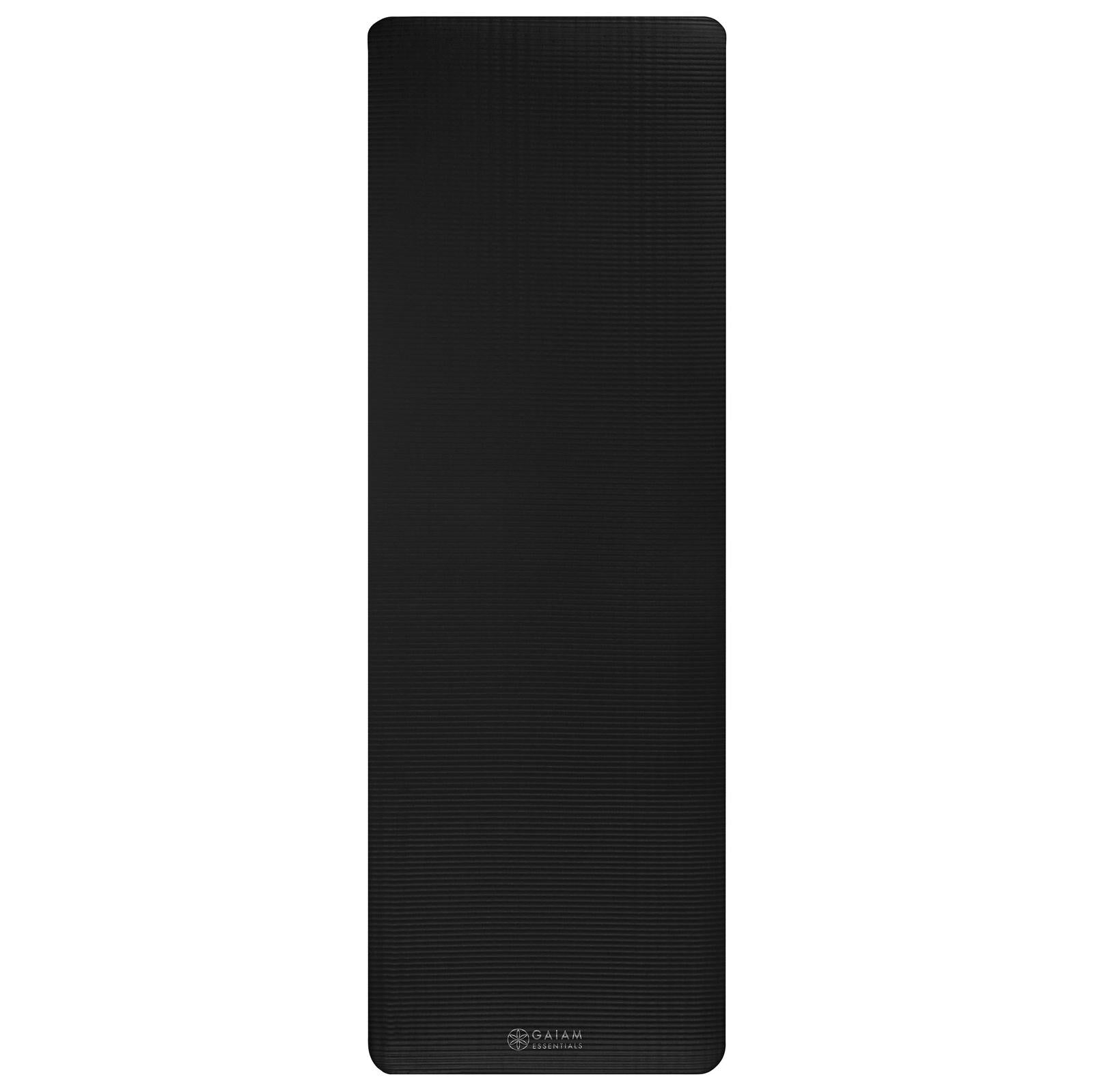 Gaiam Fitness mat- Στρώμα για Aerobic & Pilates + ιμάντας μεταφοράς δώρο - μαύρο  10 mm  172 cm x 61 cm. - mykarma.gr