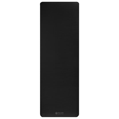 Gaiam Fitness mat- Στρώμα για Aerobic & Pilates + ιμάντας μεταφοράς δώρο - μαύρο  10 mm  172 cm x 61 cm. - mykarma.gr