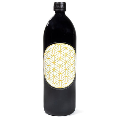 Μπουκάλι  "Miron" Violet Glass - με Flower of Life - Όγκος: 1000 ml Ύψος 27,8 cm Διάμετρος 8,5 cm - mykarma.gr