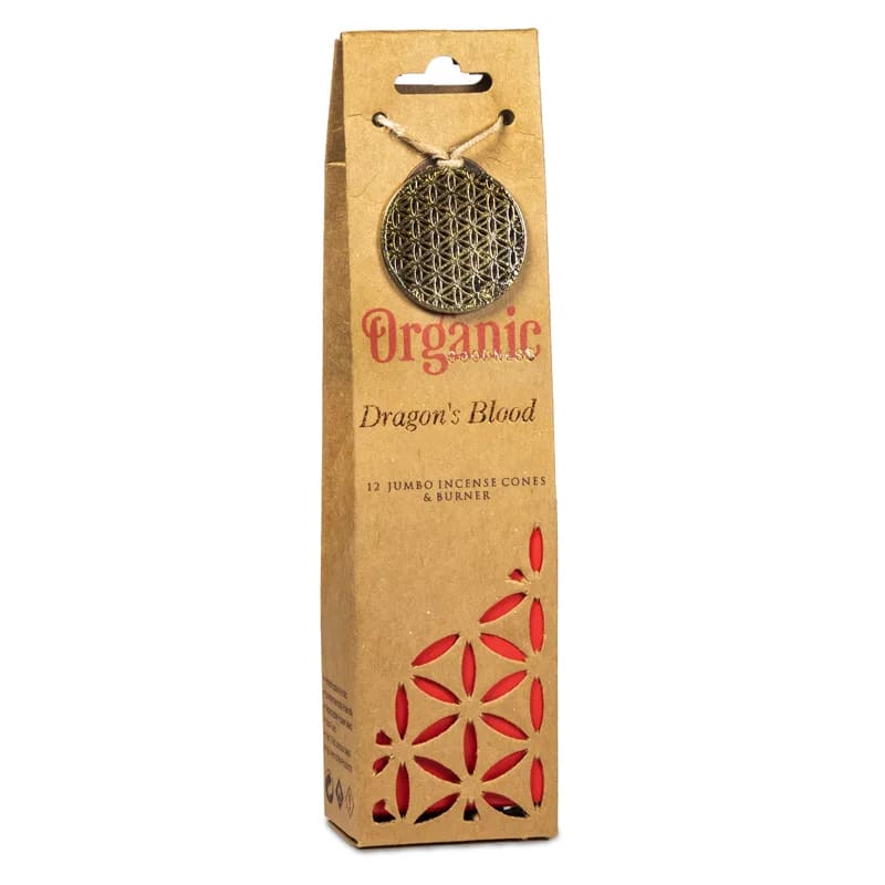 Organic Goodness Dragon's Blood Cones -Χειροποίητοι 100% οικολογικοί κώνοι & βάση - με Αιθέριο Έλαιο  Dragon's Blood - 72 g  12 κώνοι - mykarma.gr