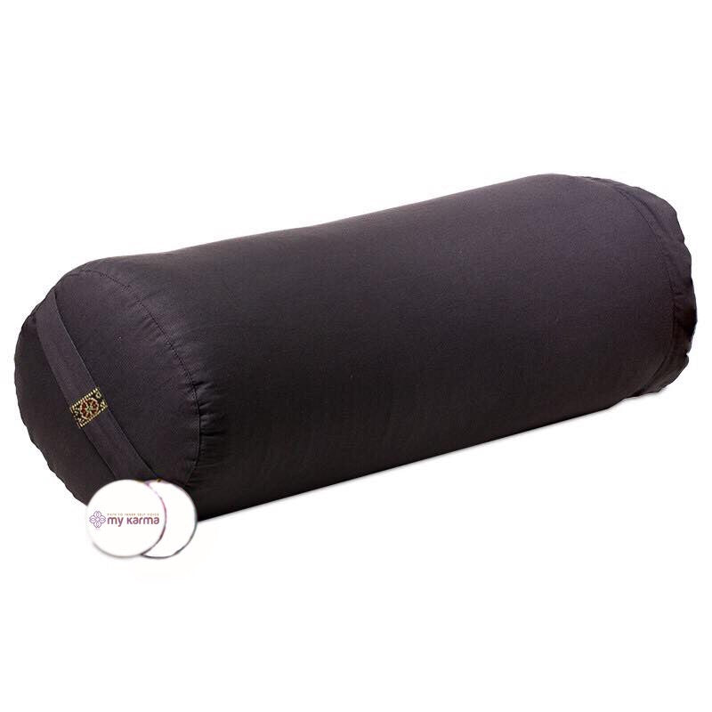 Στρογγυλό μαξιλάρι Bolster - σκούρο γκρι - Οργανικό βαμβάκι γεμάτο με φαγόπυρο. Διαστάσεις: 60 × 16 εκ - mykarma.gr