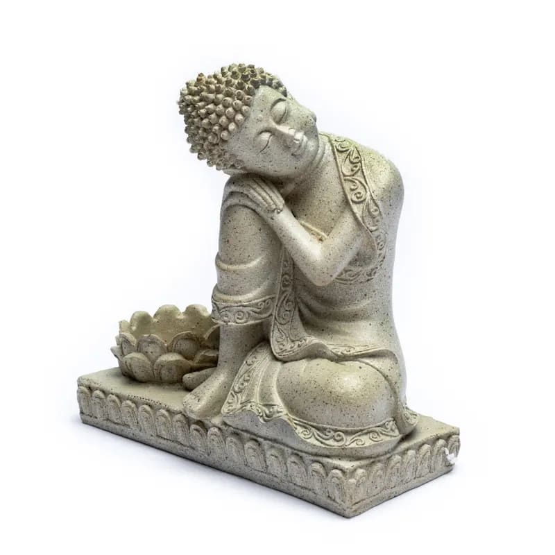 Βούδας  με κερί - πέτρινο γκρι   Διαστάσεις: 17,5 cm - mykarma.gr