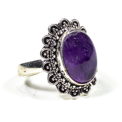 Δαχτυλίδι με Αμέθυστο(Amethyst) & Ορειχαλκο(χωρίς νικέλιο). Μέγεθος ρυθμιζόμενο. - mykarma.gr