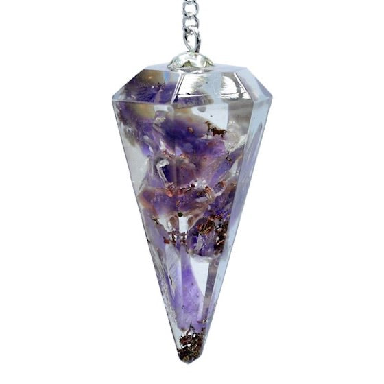 Οργονίτες - Orgone Εκκρεμές (Pendulum) με Αμέθυστο (Amethyst) με κομμένo μυτερό άκρο Βάρος:11 g.Διαστάσεις:4 εκ - mykarma.gr