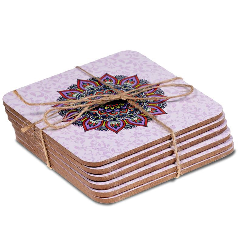 Σετ από 6 σουβέρ Mandala-μωβ- 10 x 10cm - mykarma.gr