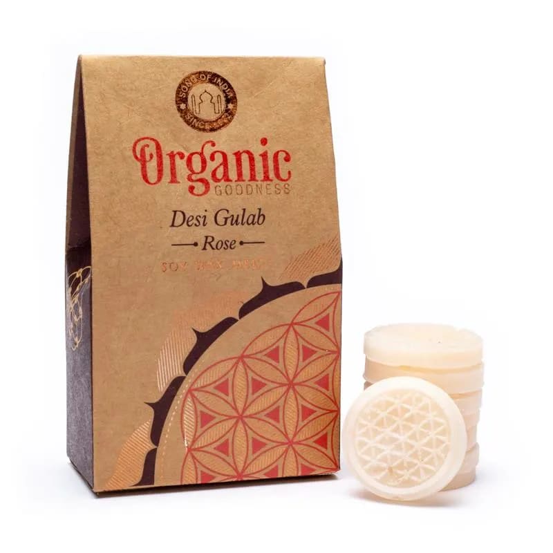 Organic Desi Gulab Rose Wax Melts-Χειροποίητο 100% οικολογικό αρωματικό κερί με Αιθέριο Έλαιο Τριαντάφυλλο -για καύση στον καυστήρα η Diffuser- 40 g - mykarma.gr