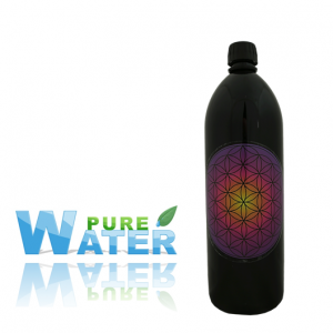 Μπουκάλι  "Miron" Violet Glass - με  έγχρωμο Flower of Life - Όγκος: 1000 ml Ύψος 27,8 cm Διάμετρος 8,5 cm - mykarma.gr