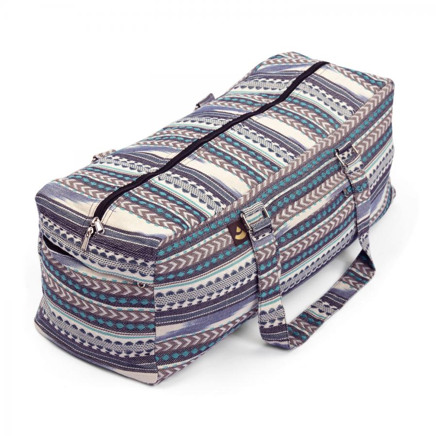 Bodhi Yoga Kit Mat Bag Ethno - Τσάντα Μεταφοράς για στρώμα - βαμβάκι - μαύρο/άσπρο/μπλε . Διαστάσεις 63cm x 20cm x 23cm - mykarma.gr