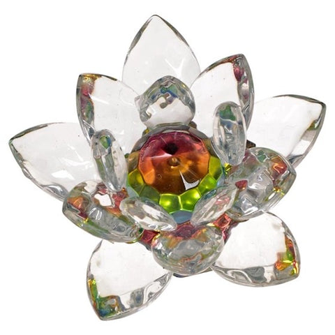 Κρύσταλλοι feng shui Lotus λουλούδι με έγχρωμη καρδιά -μικρή .Διαστάσεις: 7 εκ - mykarma.gr