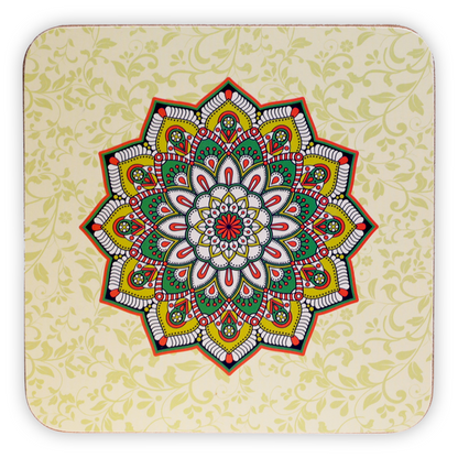 Σετ από 6 σουβέρ Mandala-πράσινο- 10 x 10cm - mykarma.gr