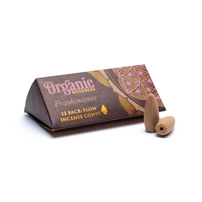 Organic Goodness Οικολογικοί Κώνοι θυμιάματος αναστροφής ροής Backflow-Λιβάνι (Frankincense). Βάρος: 24 g.Περιεχει 12 κώνους. - mykarma.gr