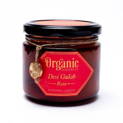 Κερί Σόγιας Organic Goodness με αιθέριο έλαιο Τριαντάφυλλο (Rose)  200 g.Χρόνος καύσης 55 ώρες - mykarma.gr