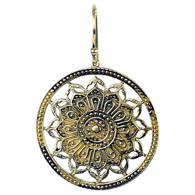 Σκουλαρίκια από ορείχαλκο Lotus Mandala.Διαστάσεις: 3,5 εκ. - mykarma.gr