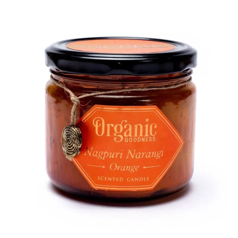 Κερί Σόγιας Organic Goodness με αιθέριο έλαιο Πορτοκάλι (Orange)  200 g.Χρόνος καύσης 55 ώρες - mykarma.gr