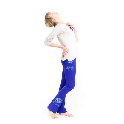 Γιόγκα Κολάν Yoga Pants -Lotus blue/purple απο Οργανικό Βαμβάκι  Medium - mykarma.gr