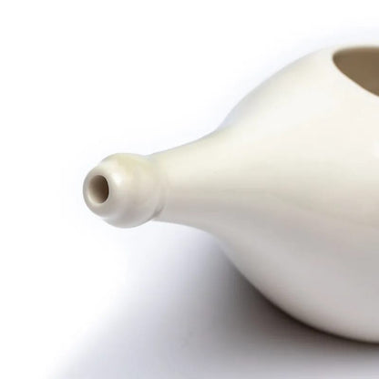 Κεραμικό Neti Pot + 25 γραμμάρια αλάτι Ιμαλαΐων-17,5x7cm,150ml - mykarma.gr