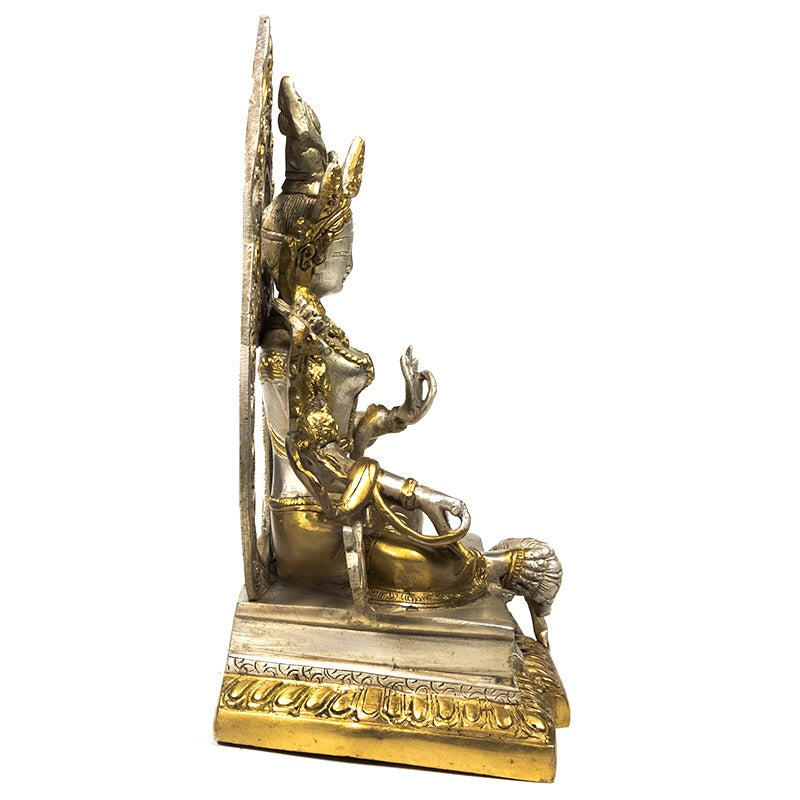 Green Tara -Πράσινη Tara με αύρα χρυσό / ασημί χρώμα.Μεγεθος 22 εκ.Βάρος 2890γρ.Υλικό:ορείχαλκος. - mykarma.gr