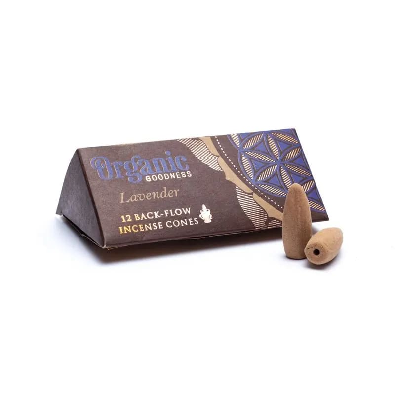 Organic Goodness Οικολογικοί Κώνοι θυμιάματος αναστροφής ροής Backflow- Λεβάντα (Lavender). Βάρος: 24 g.Περιεχει 12 κώνους. - mykarma.gr