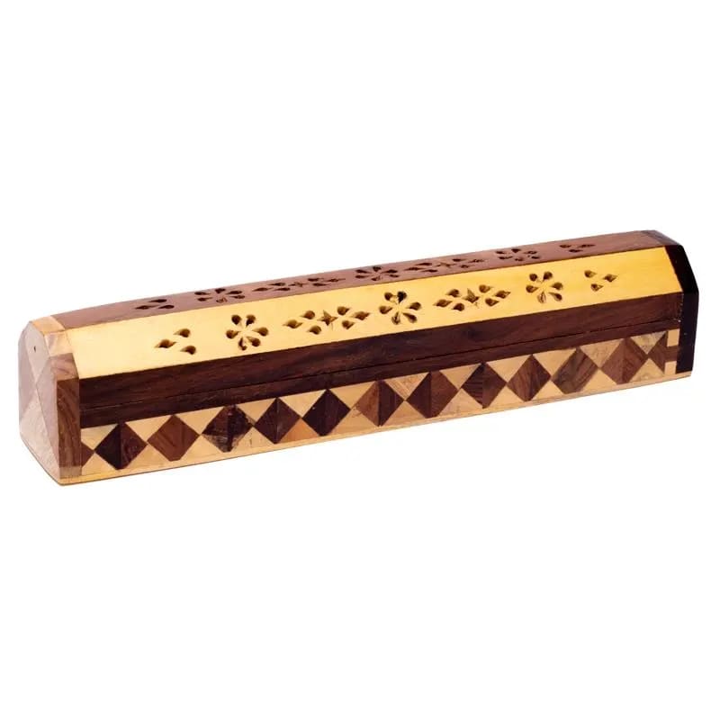 Καυστήρας για Στικ & Κώνους(joss stick)κουτί αποθήκευσης-δίχρωμο. Μέγεθος 30cm Υλικό:Ξύλο. - mykarma.gr