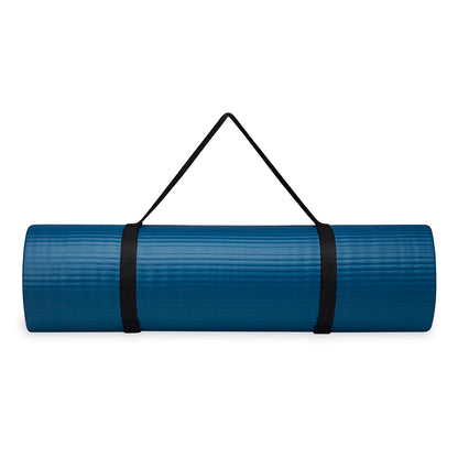 Gaiam Fitness mat- Στρώμα για Aerobic & Pilates + ιμάντας μεταφοράς δώρο - Navy.  10 mm  172 cm x 61 cm. - mykarma.gr