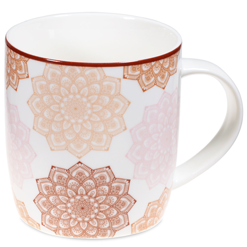 Ενα υπέροχο δώρο! Tea Infuser-Κούπα Mandala Ροζ - Πορσελάνη 400 ml. - mykarma.gr