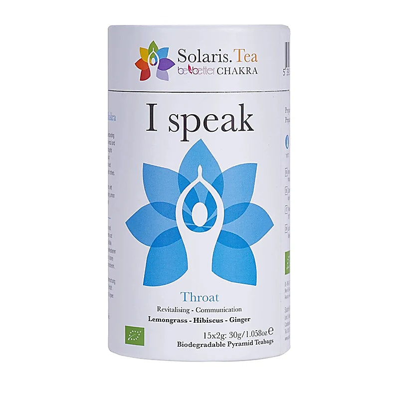 Solaris Vegan Οργανικό Τσάι Throat 5o Chakra “I Speak”- χωρίς καφεΐνη - περιέχει λεμονόχορτο, ιβίσκο & τζίντζερ  15 φακελάκια x 2 g - mykarma.gr