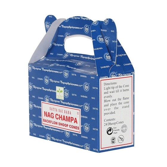 Κώνοι θυμιάματος αναστροφής ροής Satya Backflow Dhoop Cones -Nag Champa.Βάρος: 75 g.Περιεχει 24 κώνους. - mykarma.gr