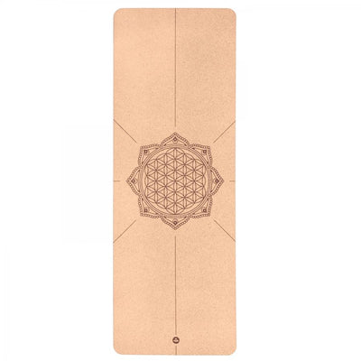 Bodhi Cork Mat Flower of Life | Φυσικό στρωμα απο Φελλό με Λουλούδι της Ζωής .Διαστασεις 185 cm x 66 cm x 4 mm. - mykarma.gr