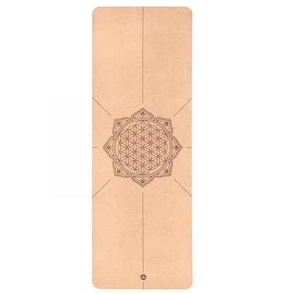 Bodhi Cork Mat Flower of Life | Φυσικό στρωμα απο Φελλό με Λουλούδι της Ζωής .Διαστασεις 185 cm x 66 cm x 4 mm. - mykarma.gr