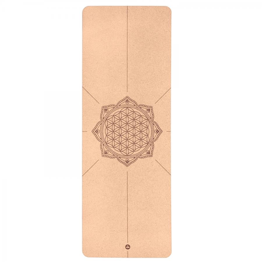 Bodhi Cork Mat Flower of Life | Φυσικό στρωμα απο Φελλό με Λουλούδι της Ζωής .Διαστασεις 185 cm x 66 cm x 4 mm. - mykarma.gr