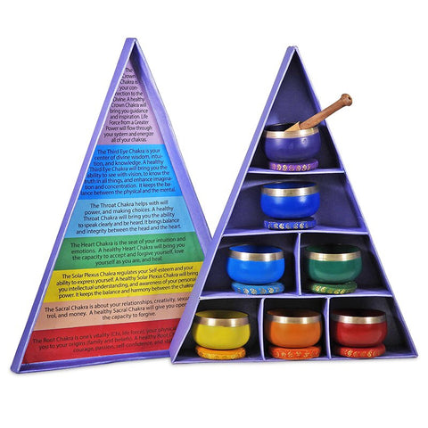 7 Chakra Singing Bowls gift set-με 1 ραβδί.Διαστάσεις:46.5x36.5x8.5εκ.Βάρος:2400γρ. - mykarma.gr
