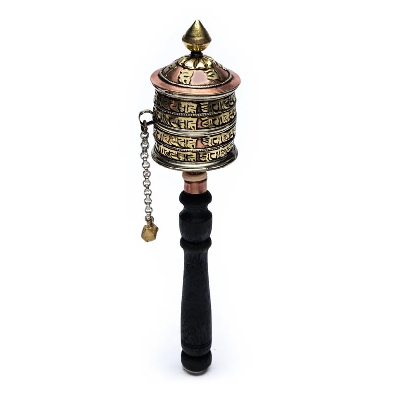 Τροχός προσευχής και καλής τύχης (Prayer Wheel)-Ohm Mani Padme Hum.Διαστάσεις: 24 x 6 cm. - mykarma.gr
