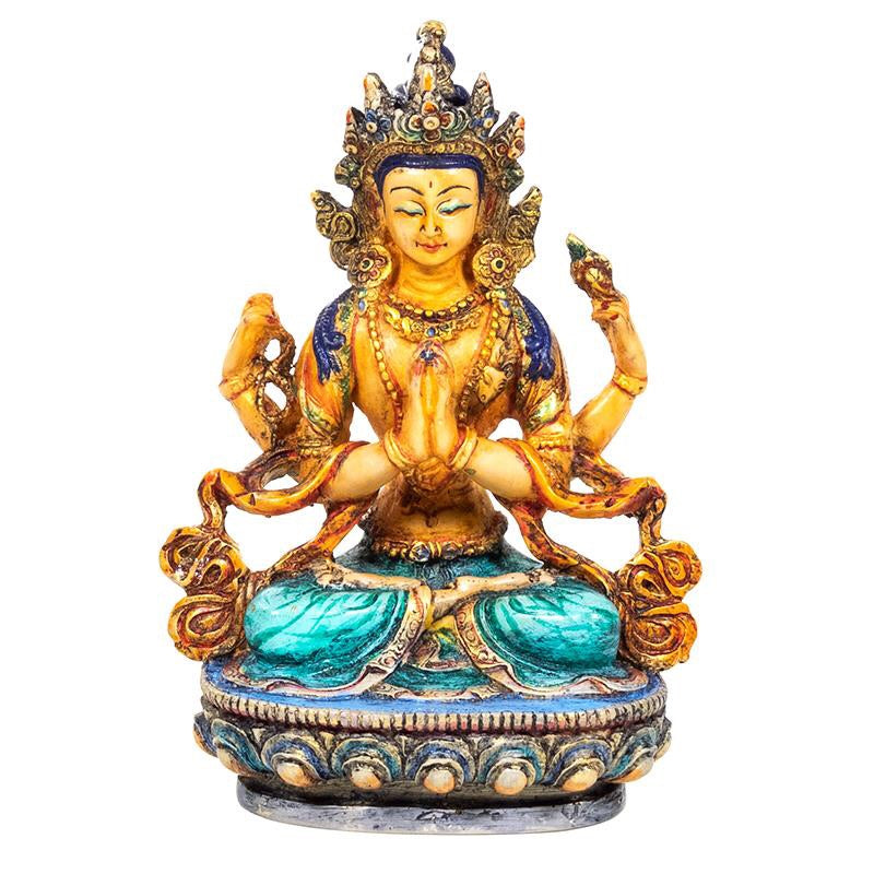 Chenrezig Buddha - Βούδας της Συμπόνιας-πολύχρωμο. Βάρος: 400γρ. Μέγεθος:15cm - mykarma.gr