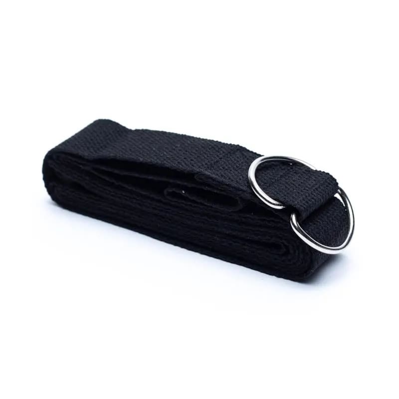 Ιμάντας γιόγκα D-Ring - μαύρος - βαμβάκι 250x4 εκ - mykarma.gr