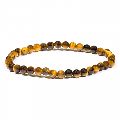 Βραχιόλι ελαστικό -Μάτι Τίγρης(Tiger Eye). Χάντρες 0,4cm. - mykarma.gr