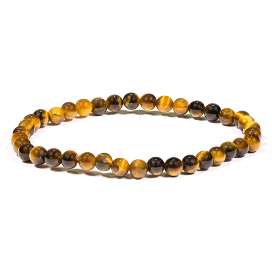 Βραχιόλι ελαστικό -Μάτι Τίγρης(Tiger Eye). Χάντρες 0,4cm. - mykarma.gr