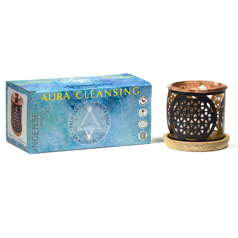 Σετ Aromafume Aura Cleansing:Καυστήρας Flower of Life + 12 τούβλα/θυμιάματα.Βάρος: 160 g - mykarma.gr