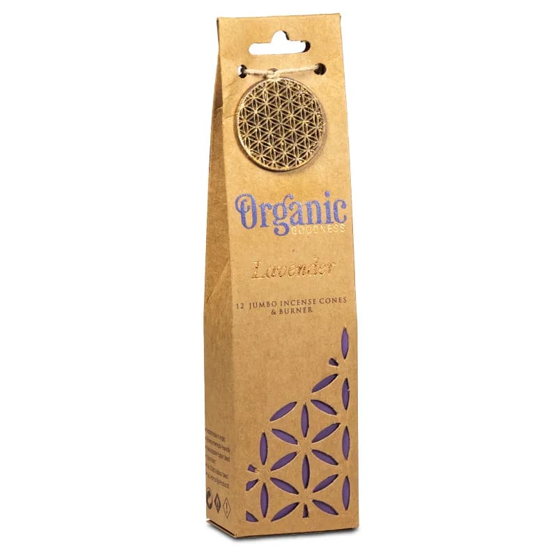 Organic Goodness Lavender Cones -Χειροποίητοι 100% οικολογικοί κώνοι & βάση - με Αιθέριο Έλαιο Λεβάντα - 72 g  12 κώνοι - mykarma.gr
