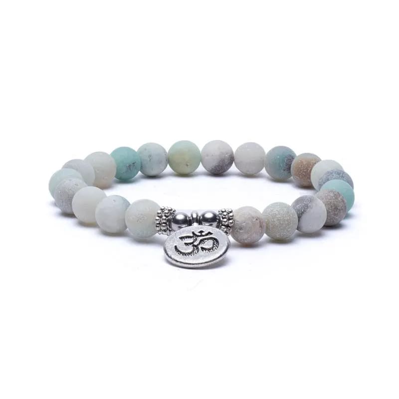 Mala / βραχιόλι με 21 χάντρες από Αμαζονίτη(Amazonite), με Ohm -ελαστικό.Διαστάσεις: 0,8 cm - mykarma.gr