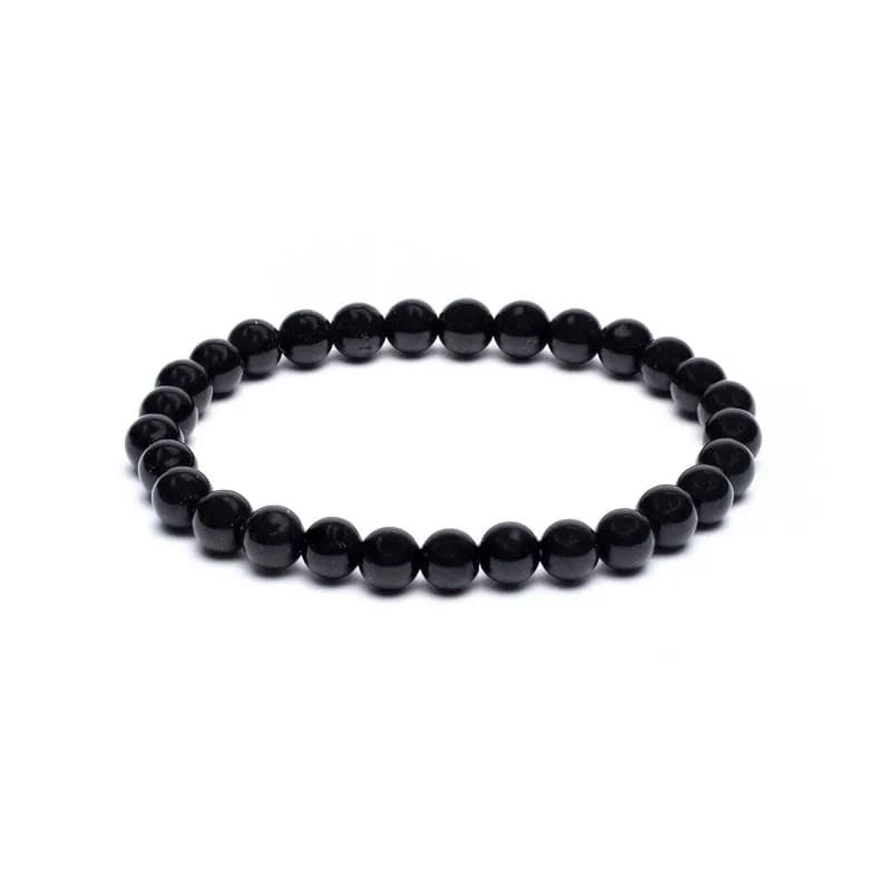 Βραχιόλι ελαστικό  Σουγκίτη (Shungite ). Διαστάσεις 19cm Χάντρες ± 6mm. - mykarma.gr
