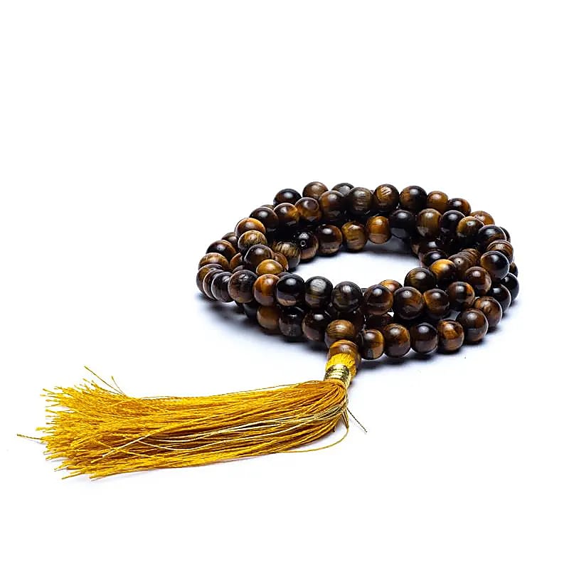 Mala Tiger Eye -Μάτι Τίγρης - 108 χάντρες - 6 mm + τσάντα - mykarma.gr