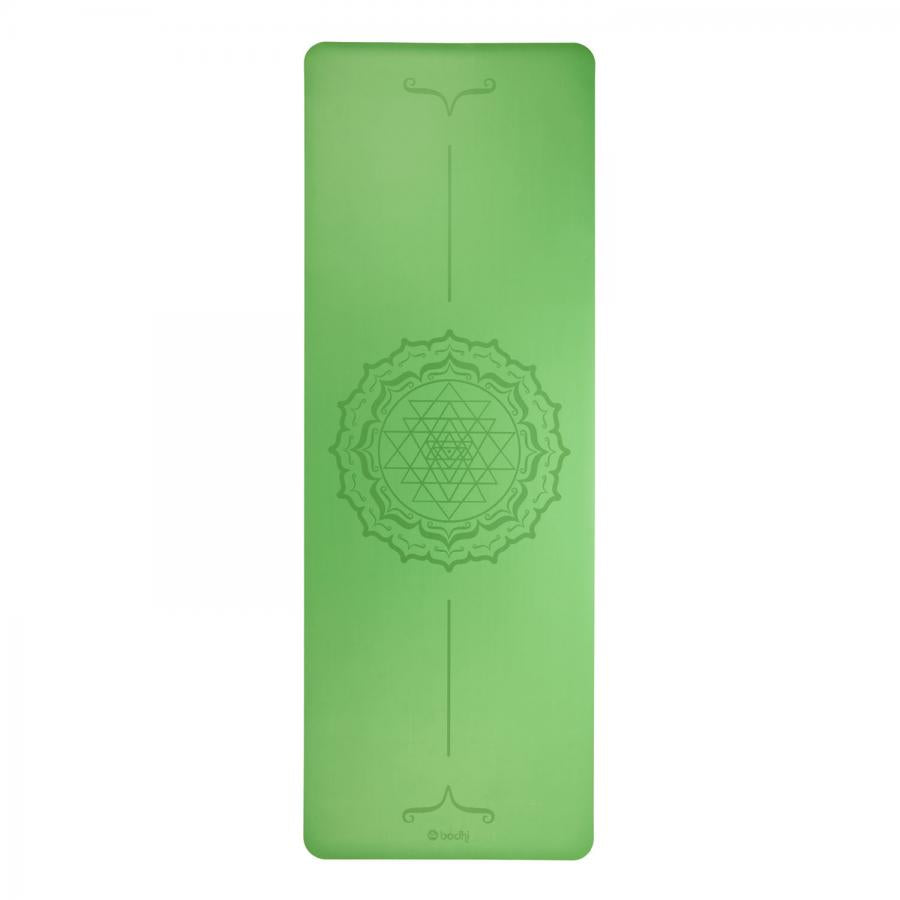 Bodhi - Στρώμα Yoga από φυσικό καουτσούκ & PU  με Yantra Mandala - green  185 x 66 cm, 4 mm 2,5 kg - mykarma.gr