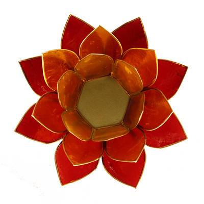 Lotus ατμοσφαιρικό φως Capiz τρίχρωμο: κίτρινο / πορτοκαλί / κόκκινο - με χρυσή επένδυση  13,5 εκ. - mykarma.gr
